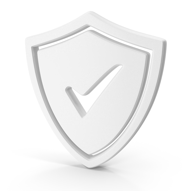 White Shield With A Check Mark Symbol.H022